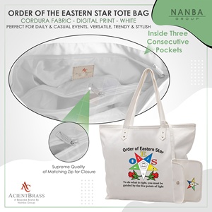 Sacs fourre-tout blancs imperméables Masonic Eastern Star avec broderie et fermeture éclair, fabrication OEM ODM sur mesure - Product Image 5