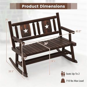 Doppia Sedia a Dondolo in Legno per Giardino, Divano Doppio per Sedute Confortevoli - Product Image 2