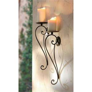 Handcrafted Brass Rococo Style <b>Wall</b> <b>Sconce</b> Double Arm Elegant Distressed Blue Gilt Scroll Foliage <b>Wall</b> Mount Candle Holder - Product Image 3