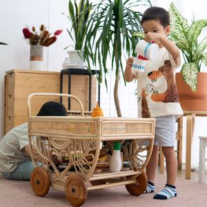 Best quality baby educational toys rattan drink trolley tea cart toy weaving play trolleys - Product Image 5