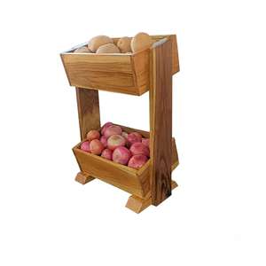 Estante de Almacenamiento Multiusos de Madera de Dos Niveles, Cesta para Frutas y Verduras, Organizador de Cebollas, Papas y Sabji para la Encimera de la Cocina - Product Image 1