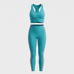 Ensemble de yoga pour femmes, style mode, vêtements de sport, vente en gros, haute qualité, tenue de fitness, équipement d'entraînement, vêtements de sport, haut - Product Image 1