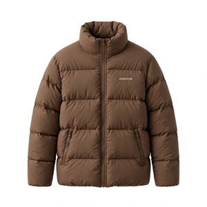 Veste matelassée à col montant pour homme, couleur personnalisée, en polyester épais, fermeture éclair, coupe-vent, poches, pour l'hiver - Product Image 1