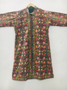 Floral Embroidered Cotton Mandarin Collar Long Jacket Full Sleeve Spring Women's Elegant Style Handmade Decorative <b>Coat</b> - Product Image 5