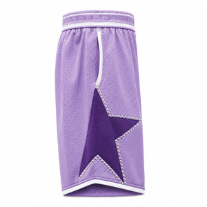 Shorts en maille lavande personnalisés pour hommes, style Y2K, baggy, streetwear, avec imprimé étoile en strass et ceinture jacquard - Product Image 5