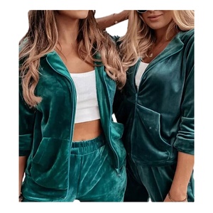 Wholesale Ladies Velvet Collection Soft Breathable <b>Tracksuit</b> <b>for</b> <b>Winters</b> Season With Customized Color Logo 2 Piece Set 2026 - Product Image 2