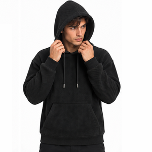 <b>Mens</b> Waffle Knit Hoodie <b>Thermal</b> Long Sleeve Casual Pullover Sports Streetwear Winter Custom Hooded Sweatshirt Wholesale Apparel - Product Image 6