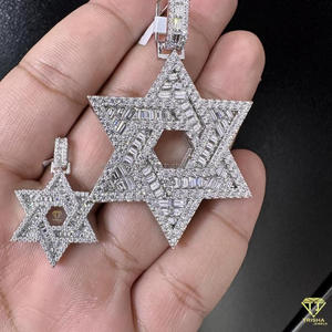 Breloques fines de luxe unisexe Collier étoile en cristal étincelant Pendentif hanche à breloque étoile glacée avec diamant cultivé en laboratoire VVS - Product Image 4