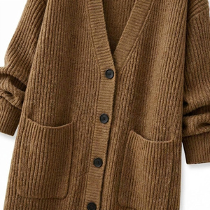 <b>Women's</b> <b>Long</b> Rib Knit <b>Cardigan</b> V-Neck Full Sleeve Button Front Solid Color Oversized Winter Sweater Casual Wear - Product Image 5