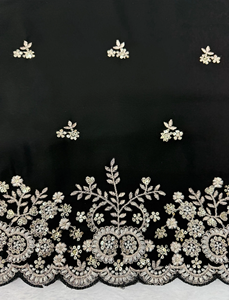 Conjunto de Salwar Kameez Negro Bordado, Vestido Pakistaní con Dupatta Pesada, Estilo de Encaje Floral para Bodas y Fiestas - Product Image 6