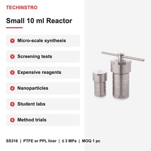 Autoclave Hidrotermal de Laboratorio Pequeño de 10ml y 25ml, Reactor con Revestimiento de PTFE, Recipiente de Microsíntesis de Acero Inoxidable SS316, Tamaños Más Grandes de hasta 2000ml - Product Image 4