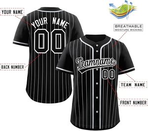 Custom Stripe Baseball Jersey Button Down Shirts Personalized Name Number Sports Uniform for Men Women Youth - Product Image 2