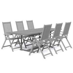 Juego de Comedor Plegable de 7 Piezas para Jardín, Madera de Acacia Sólida Gris, Muebles de Exterior Duraderos y Elegantes - Product Image 2