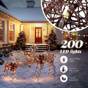 4ft 30V 3.6W Moose Family 200LED Leather String Light Garden Decoration 2pcs Brown 4ft 30V 3.6W Moose Family Light Light Light - Product Image 2