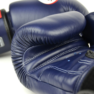 Personalized Martial Arts Twins Sparring Gloves Adjustable Wrist <b>Strap</b> Hook Loop Blue Leather Punching Twins Kick Boxing Gloves - Product Image 4