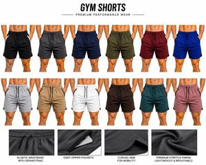 Pantalones Cortos Deportivos de Secado Rápido Color Verde Oliva para Hombre, con Bolsillos con Cierre, Cintura Elástica, Largo Medio, Ropa Deportiva Informal para Entrenamiento - Product Image 6