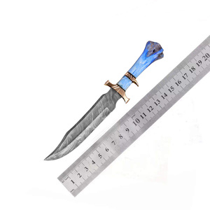 Straight Bowie Tactical Survival <b>Knife</b> Color Camel <b>Bone</b> <b>Handle</b> High Quality Damascus Steel Hunting Camping Fixed Blade <b>Knife</b> - Product Image 6