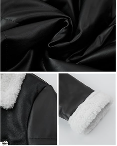 Veste de motard en cuir véritable pour femme, doublée de fausse fourrure sherpa, respirante, écologique, style café racer, hiver, sur mesure OEM ODM - Product Image 5