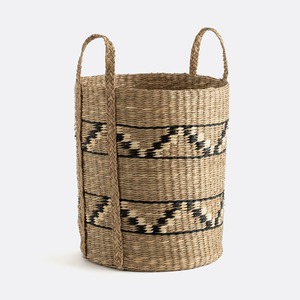 Cesta redonda de junco marino con patrón dentado, cesta de almacenamiento hecha a mano, venta al por mayor, ecológica, hecha en Vietnam - Product Image 4