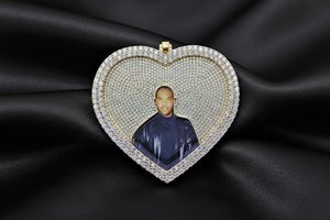 Pendentif photo gravé sur mesure en argent sterling 925, serti de moissanite, style hip-hop, plaqué rhodium, bijoux de luxe pour - Product Image 4