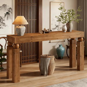 Consolle Lunga in Legno di Teak per Soggiorno, Tavolino Laterale per Casa, Appartamento, Hotel o Magazzino - Product Image 1