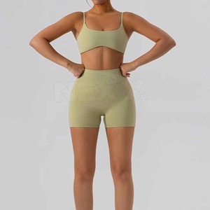 Custom Logo Wholesale Women's Plus Size Double Layer 2 Piece Yoga Set Solid Sports Bra High <b>Waisted</b> <b>Leggings</b> Breathable Quick - Product Image 3