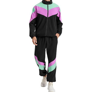 Unisex <b>90s</b> Retro Winter <b>Tracksuit</b> 2 Piece Set Color Block Windbreaker Jacket Matching Pants Zipper Sporty Outfit Vintage 100% - Product Image 1