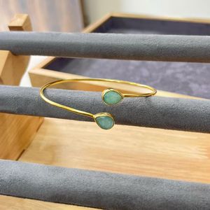 Handmade gold plated Amazonite bangle <b>bracelet</b> – Cuff design Gold Plated Brass Bangle - Product Image 4