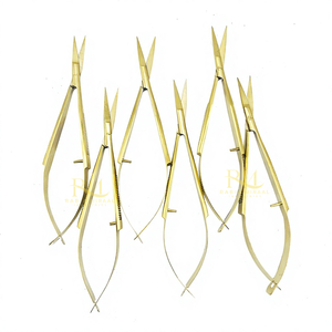 Tijeras Profesionales de Acero Inoxidable, Rectas y Afiladas, de Alta Calidad, Color Dorado Plasma, Herramientas de Belleza para Cejas - Product Image 3