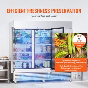 Frigorifero Commerciale Verticale in Acciaio Inox da 60,42 Cu.ft con 3 Porte, Larghezza 82,5 Pollici, per Cucine Professionali - Product Image 2