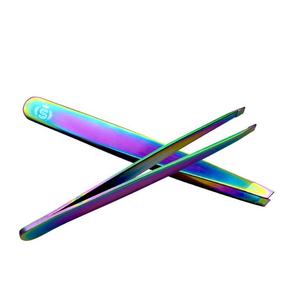 Pinzas japonesas de acero inoxidable con punta inclinada para cejas, pinzas multifuncionales antiestáticas para cejas en todos los colores - Product Image 2