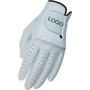 Gant de golf en cuir Cabretta blanc respirant avec fermeture auto-agrippante, main droite, unisexe, personnalisable avec logo - Product Image 4