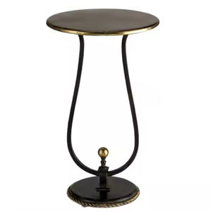 Atractiva Mesa Auxiliar de Metal con Tapa de Mármol Negro, Acabado Antiguo, para Decoración de Sala de Estar en Hogares y Hoteles - Product Image 5