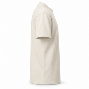 Camiseta de Algodón Grueso Color Crudo 260gsm, Cuello Redondo, Manga Corta, Estilo Minimalista Básico para Hombre, Venta al Por Mayor - Product Image 3