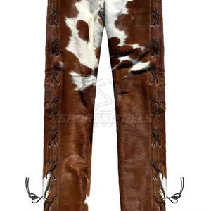 Pantalon homme CUSTOM en cuir à poils, taille haute, fermeture à lacets, décoration en fourrure, hiver, décontracté, laine épaisse anti-boulochage - Product Image 5