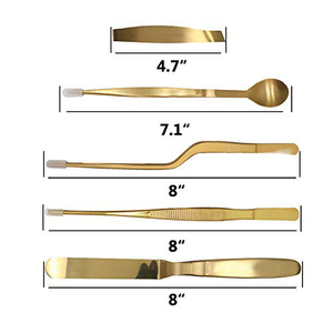 Altomme Instruments – Ensemble de 5 outils de platsure dorés pour chef, pincettes, spatule, cuillère à sauce pour la présentation culinaire et la cuisson - Product Image 2