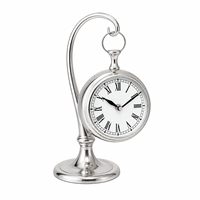 Horloge de table de style montre de poche vintage en acier inoxydable de luxe avec chiffres romains à quartz analogique |   Décoration de maison et de bureau pour mariage