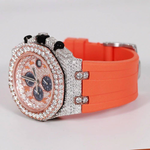 Reloj de Pulsera Cuadrado de Lujo para Hombre, Dos Tonos, con Diamantes Moissanite, Correa de Cuero de 20 mm, Esfera Digital con Fecha - Product Image 3