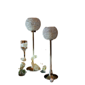 Luxury Silver Metal Crystal Beaded <b>Candle</b> Holder <b>Tall</b> Floor Candelabra for Wedding Table Centerpieces And Home Party Decoration - Product Image 5