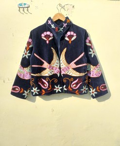 Chaqueta Corta de Terciopelo Bordada a Mano Estilo Boho Hippie para Mujer, con Forro de Algodón, Precio de Fábrica - Product Image 1