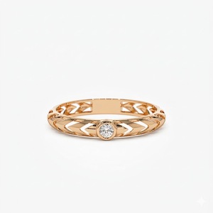 Bague en or massif 14 carats certifiée IGI, à bande torsadée, avec diamant de laboratoire, style Art Déco géométrique, classique, à diamants gradués - Product Image 2