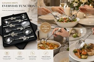 Ensemble de cuillères de service plaquées argent, finition miroir, design classique, manche long, durables, pour les occasions de mariage - Product Image 6