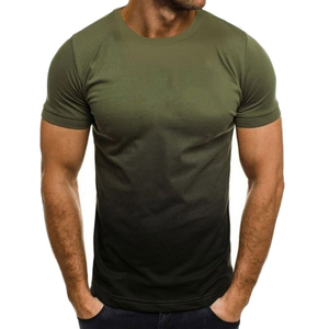 Camiseta de Manga Corta para Hombre, Corte Ajustado, Cuello Redondo, Color Verde Oliva, Estilo Casual, Tejido Jersey - Product Image 1