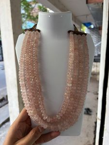 Strand Natural Rose Quartz Smooth Roundel Polished Beads - Product Image 2