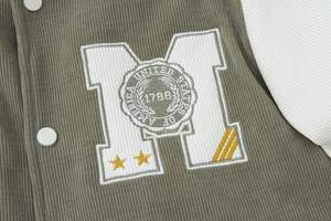Blouson Bomber en Laine pour Homme, Col Montant, Fermeture Éclair, Patchs Lettres, Respirant, Séchage Rapide, Décontracté - Product Image 6