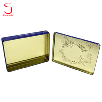 Boîte en fer blanc rectangulaire personnalisée avec impression et gaufrage pour chocolat, biscuits, bonbons, thé