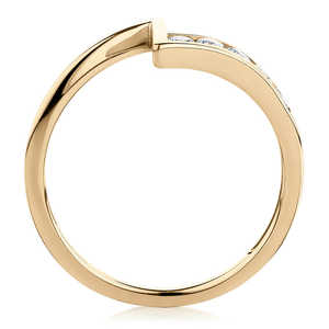 Anillo de Boda de Oro 14K con Diamante Cultivado en Laboratorio, Diseño Chevron Curvo, Acento Brillante, Banda Minimalista en Forma de V, Apilable, para Compromiso Nupcial - Product Image 3