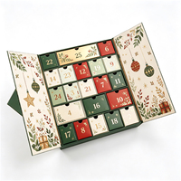 Boîte cadeau de calendrier de l'avent de Noël rigide à double porte de luxe personnalisée pour 24 jours, pour les produits de soin de la peau, les cosmétiques, les bougies, les bijoux