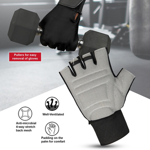 Gants de fitness respirants à demi-doigts pour l'entraînement en salle de sport, la musculation, les exercices, gants de fitness personnalisés avec grip en silicone - Product Image 2