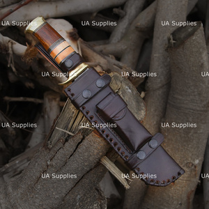 Couteau de chasse UA Supplies DIY en acier Damas forgé à la main, style Crocodile Dundee, manche en bois, OEM disponible, lame droite ultra-affûtée - Product Image 4